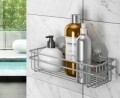 Fürdőszoba / konyha polc fúrás és csavarozás nélkül, Artic Frost, Metaltex, 22X11x10 cm, fém / poliészter borítás, ezüst