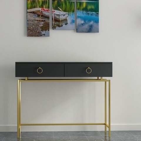 ASTORIA konzol, Gauge Concept, 118x37x92 cm, PAL, fekete / arany
