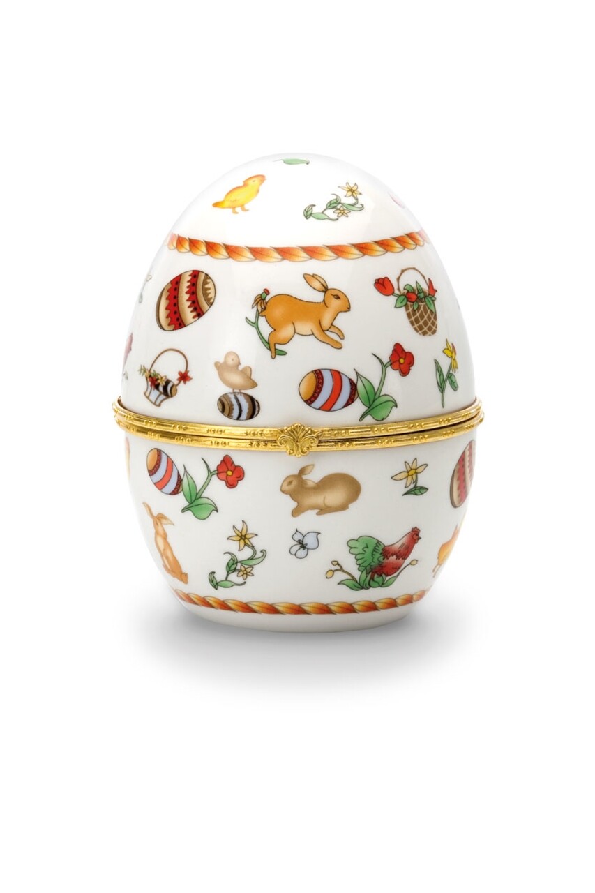 Vagy dekoratív húsvéti, Hermann Bauer, 10x12,5 cm, porcelán, tarka