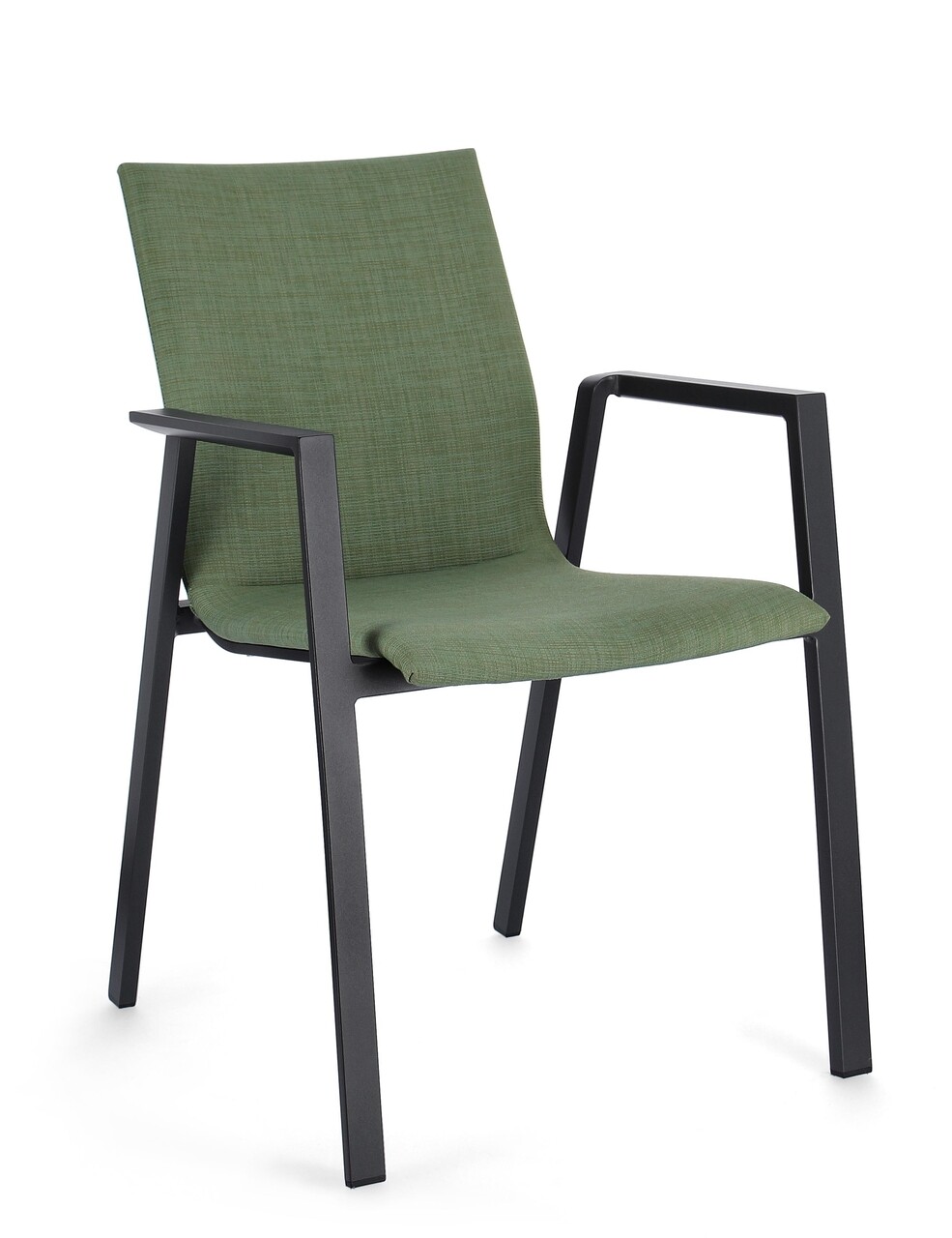 Odeon Kerti szék, Bizzotto, 55.5 x 60 x 83 cm, alumínium/textilén/ofelin, szénszürke/sötét zöld