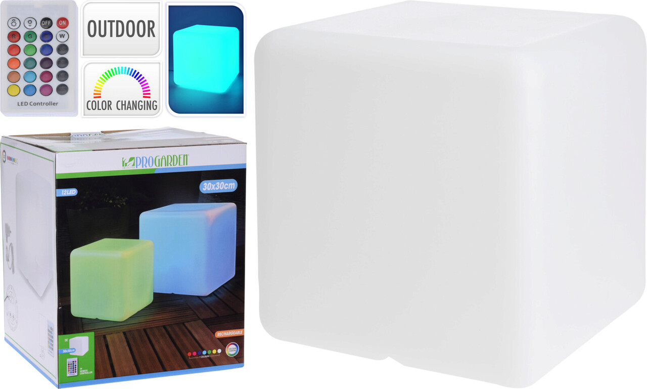 Excellent Houseware Cube Fénydekoráció, 30x30x30 cm, polipropilén, színes