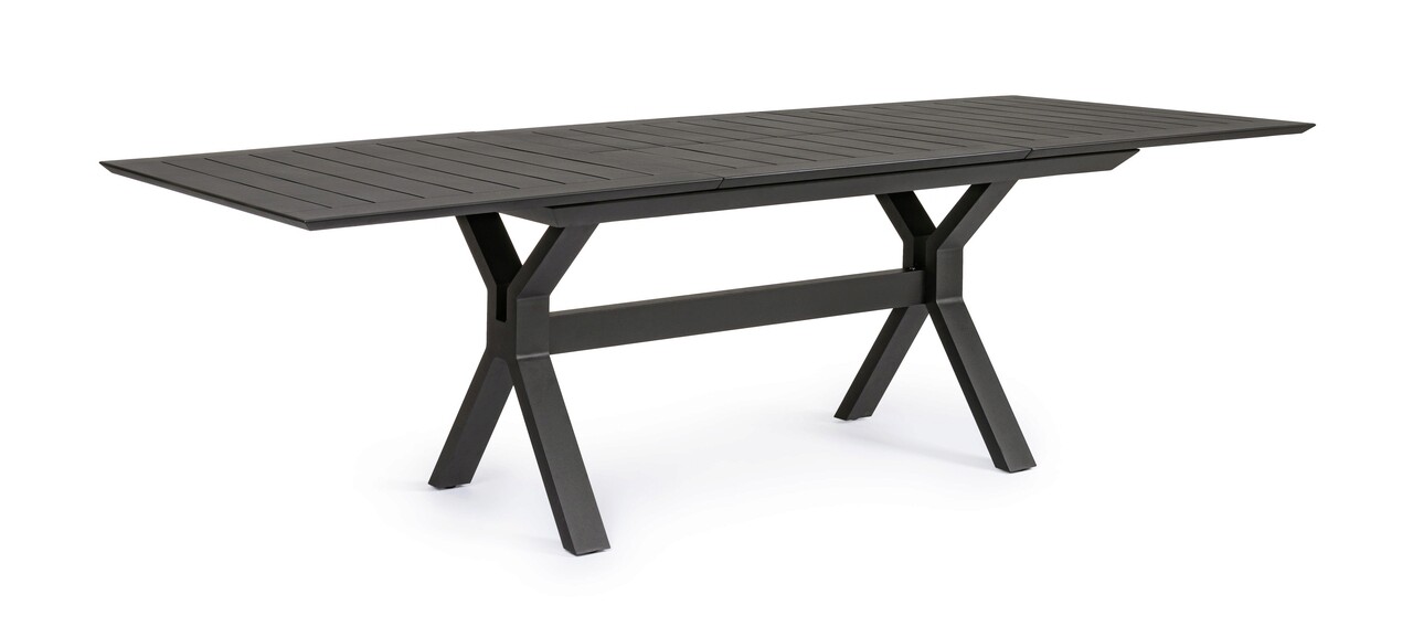 Kenyon Kerti/terasz kihúzható asztal, Bizzotto, 180/240 x 100 x 76 cm, alumínium, szénszín