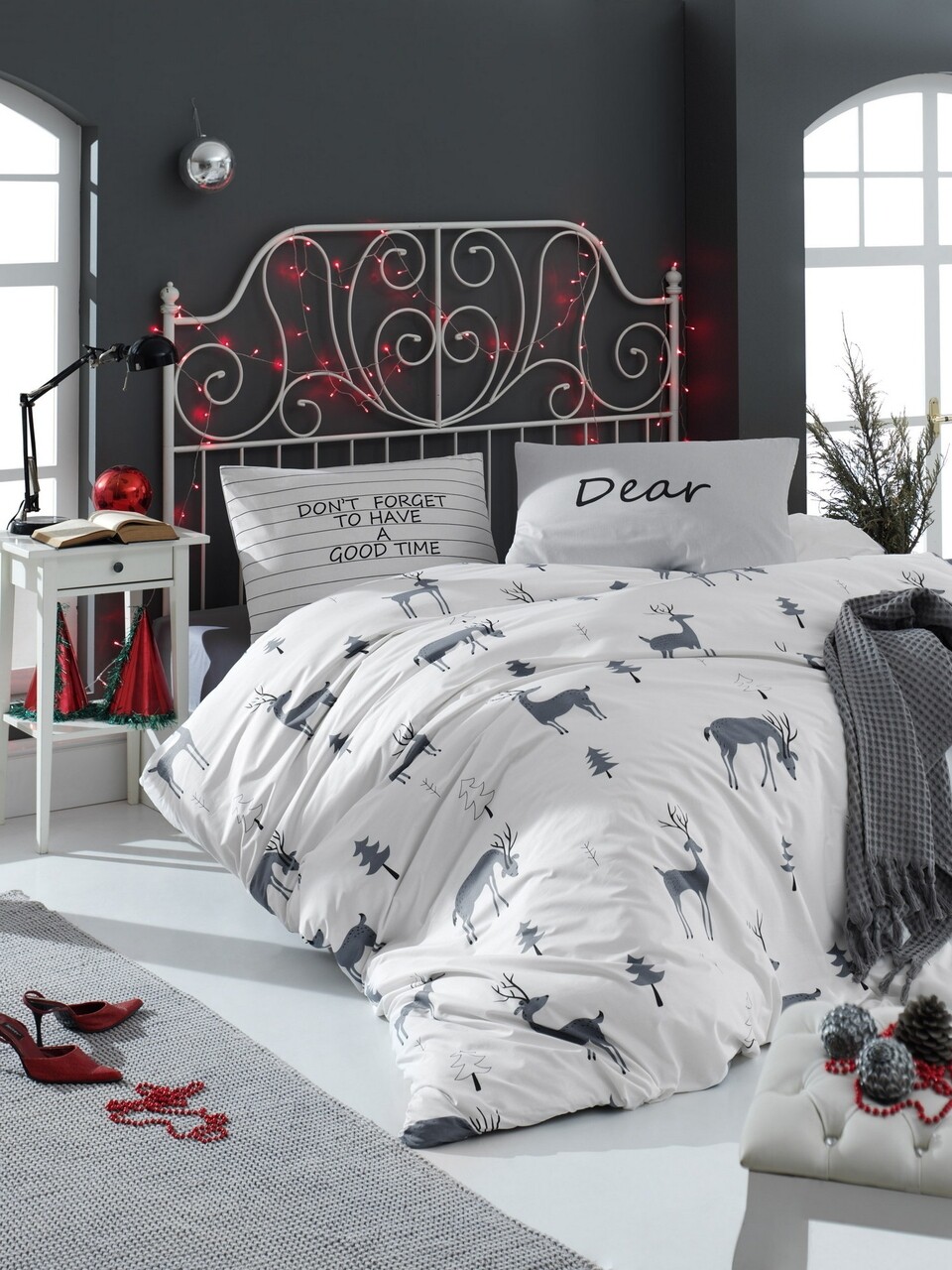 EnLora Home Kétszemélyes Ágynemű, ranforce pamut, fehér