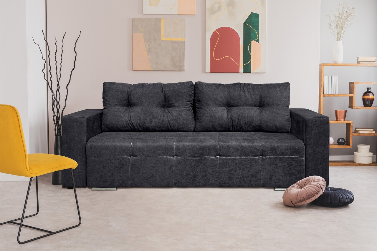 Bedora venice kihúzhatós kanapé 238x96x80 cm, tárolóládával, grafit szürke