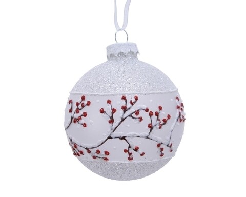 Decoris 3 db Díszgömb, Ø8 cm, üveg, piros