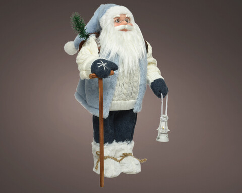 Santa w stick &lantern Dísz, Decoris, 16x21x45 cm, poliészter, kék