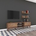 Comoda TV cu 2 rafturi M48 - 1050, Wren, 180 x 35 x 48.6 cm/60 cm, walnut