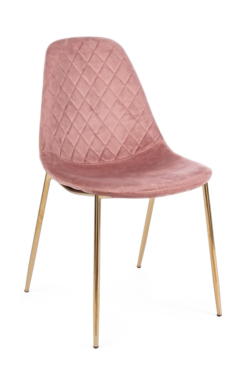 Terry szék, bizzotto, bársony, 48x55x85 cm, rózsaszín