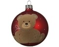 Globe Teddy Bear, Decoris, Ø8 cm, üveg, piros/barna