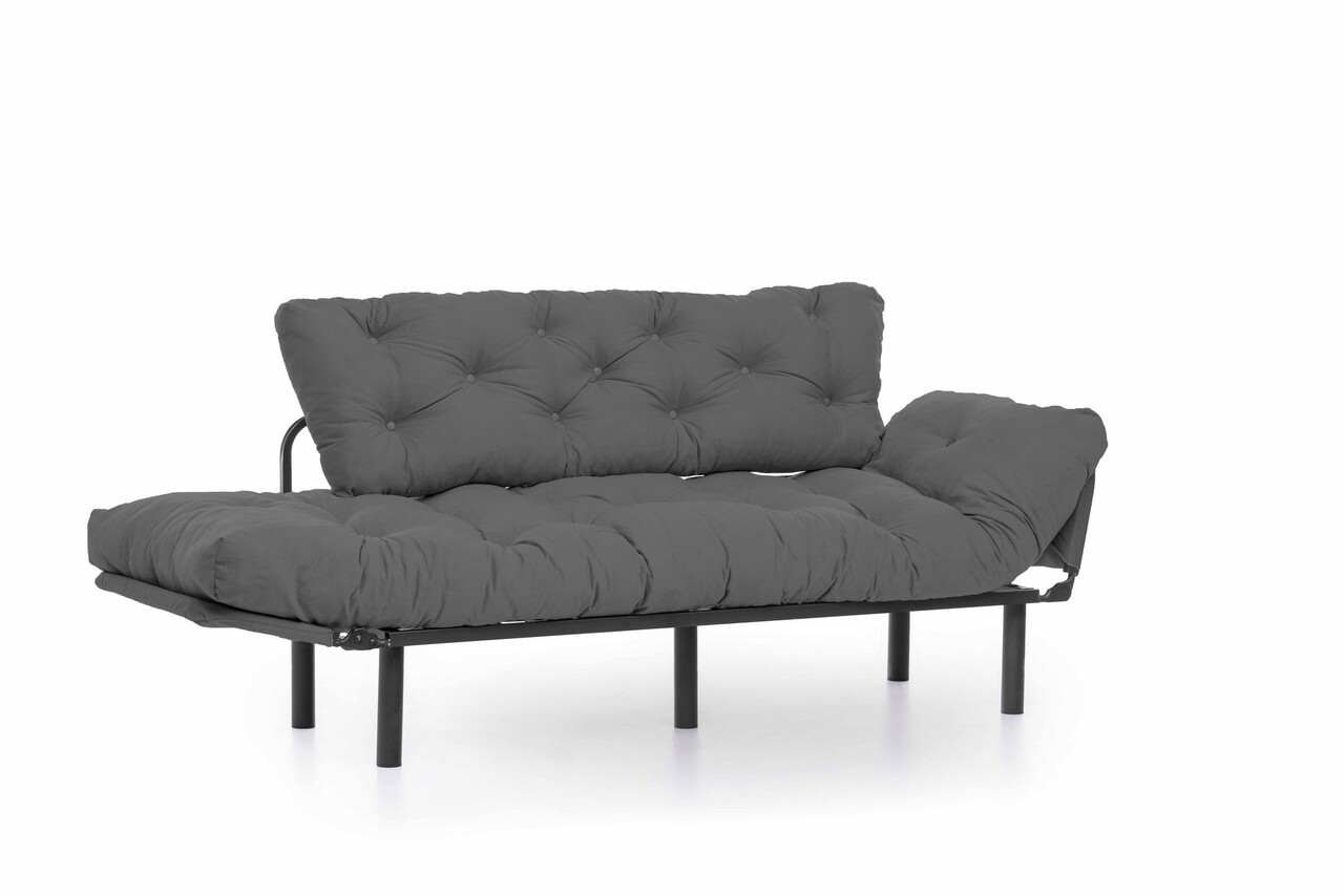 Kanapéágy  Nitta Triple, Futon, 3 ülőhely, 225x70 Cm, Fém, Szürke