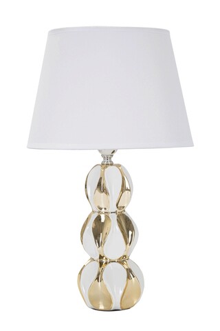 Glam Balls Éjjeli lámpa, Mauro Ferretti, 1 x E27, 40W, Ø28 x 46 cm, kerámia/vas/textil, fehér/aranyszín