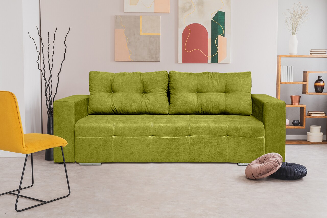 Bedora venice kihúzhatós kanapé 238x96x80 cm, tárolóládával, zöld