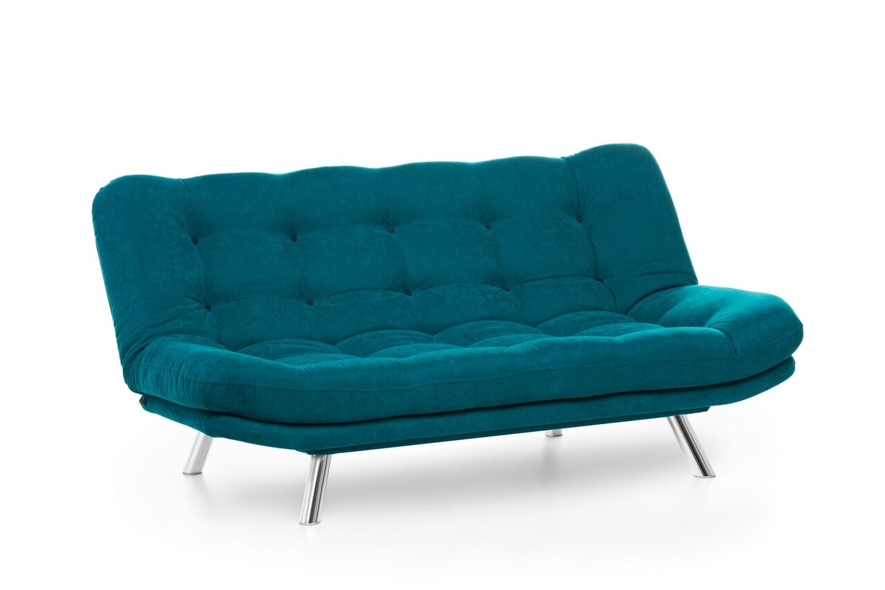 Misa Sofabed Kihúzható Kanapé, Futon, 3 Személyes, 198x128 Cm, Fém, Zöld