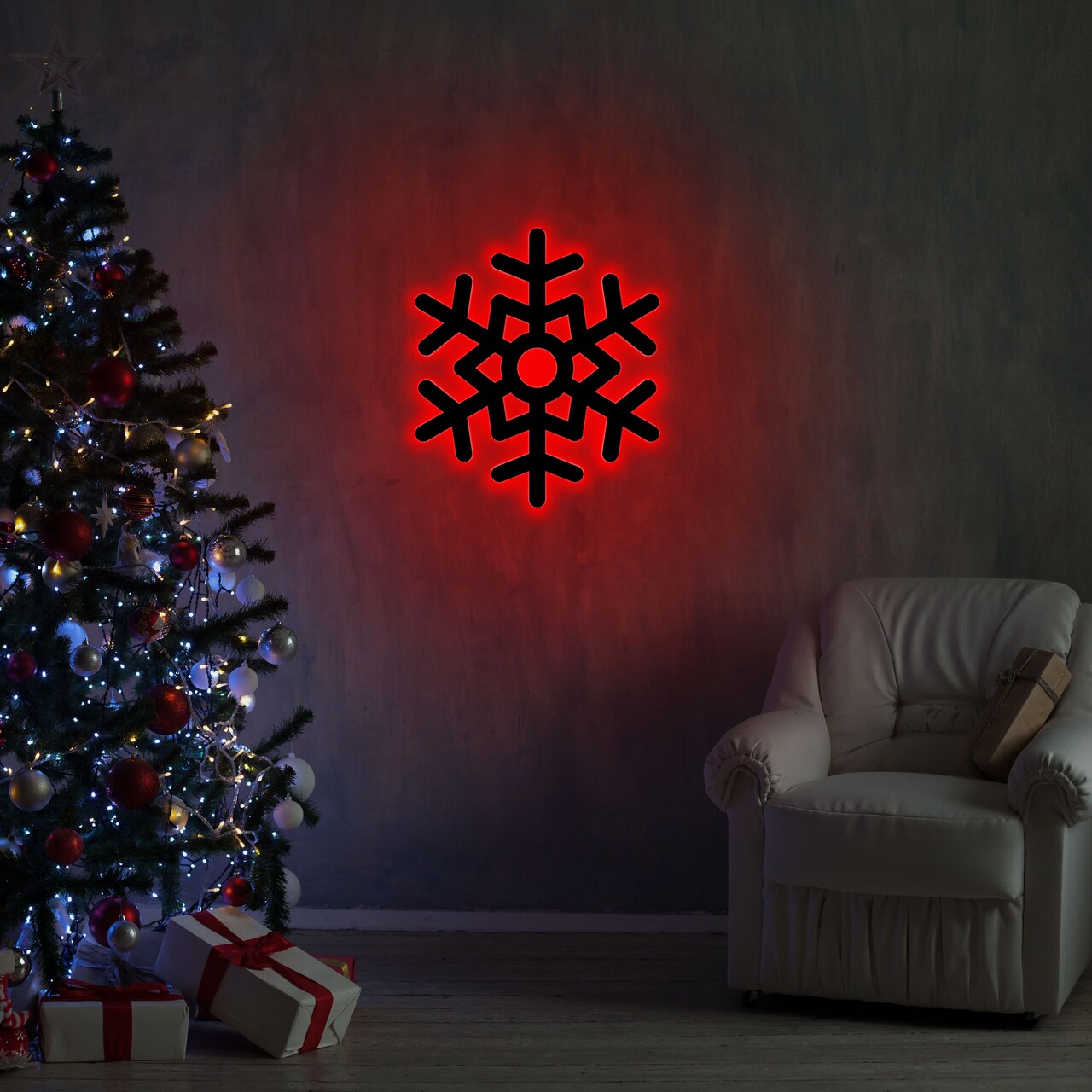 Snowflake 2 Fali lámpa, Neon Graph, 28x32 cm, piros