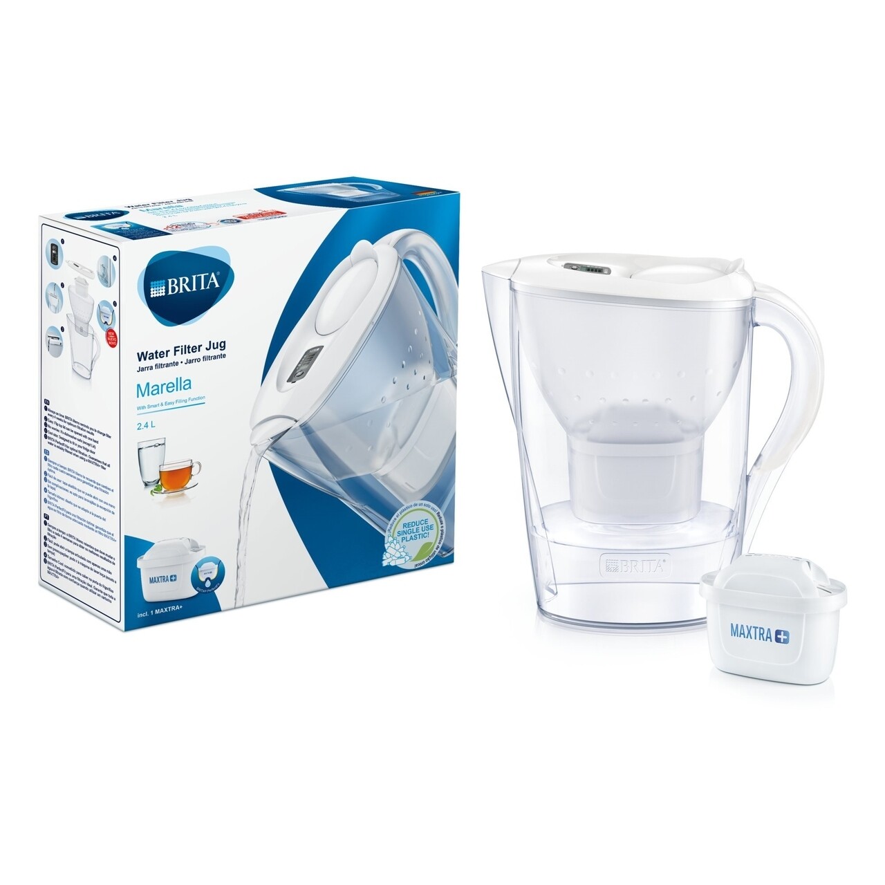 Szűrőpohár BRITA Marella 2,4 L Maxtra + Szűrőrúd (fehér)