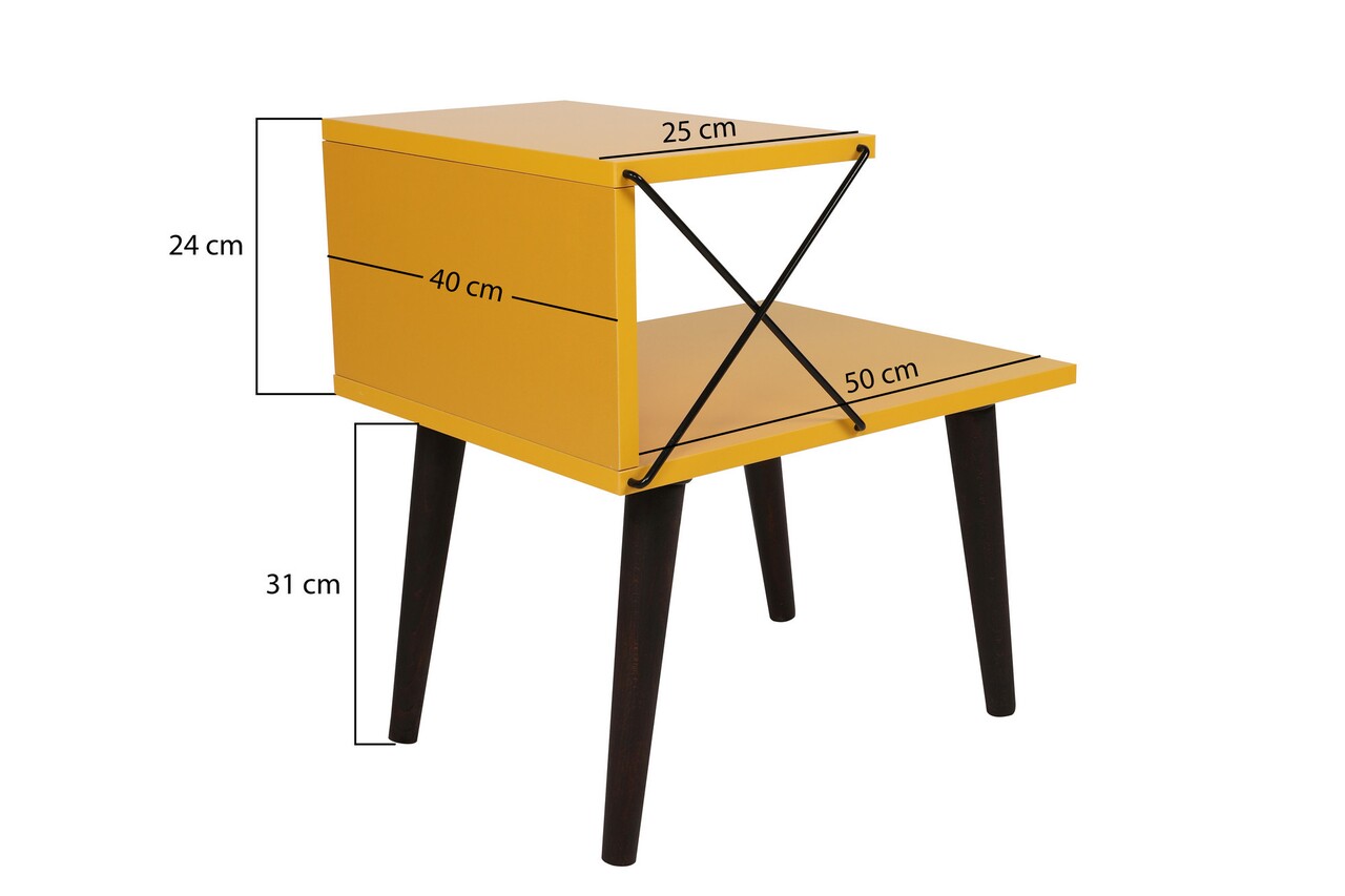 Cross Éjjeliszekrény, Kalune Design, 50x40x55 Cm, Sárga