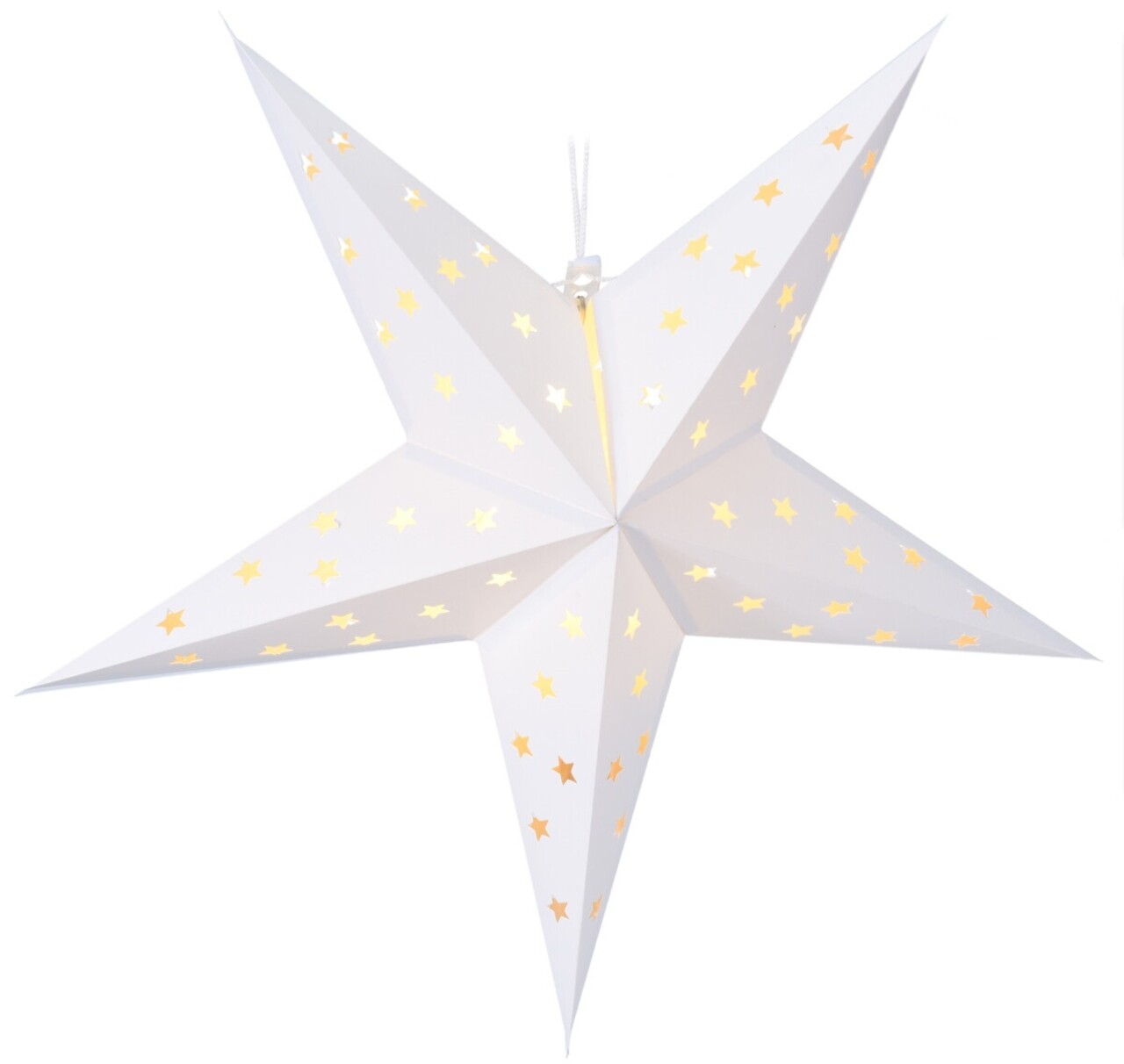 Felakasztható karácsonyi csillag fehér 60 cm, LED-es, időzítő funkcióval