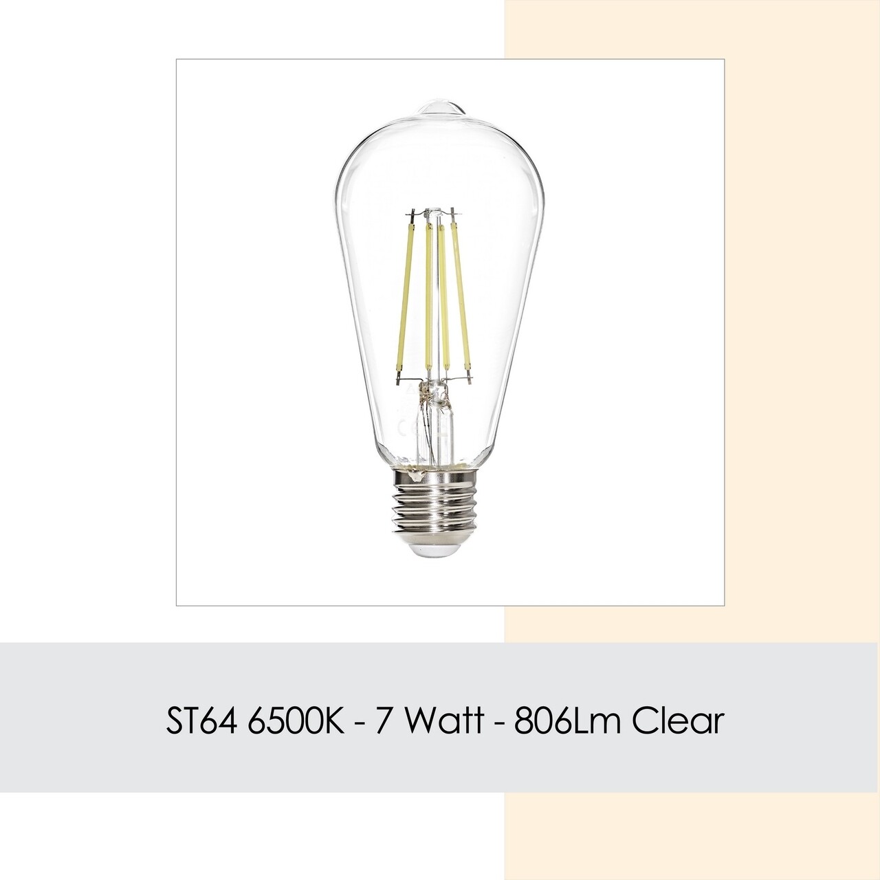 LED Izzó, Zsálya, ST64 - Fehér, 7 W, 6500K, 806 Lm, üveg