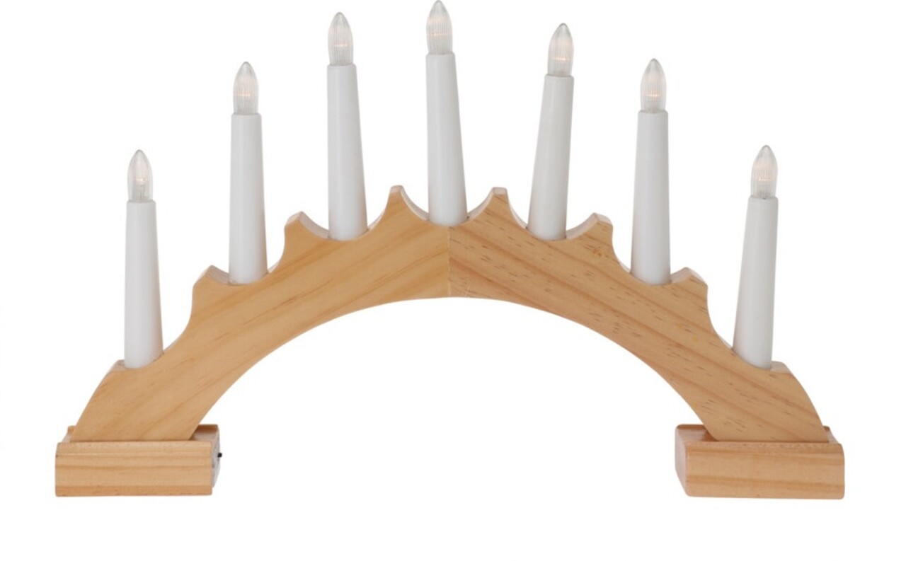 Candle Bridge round Fénydekoráció, 41.5x5.5x25.5 cm, 7 LED-uri, fa, barna