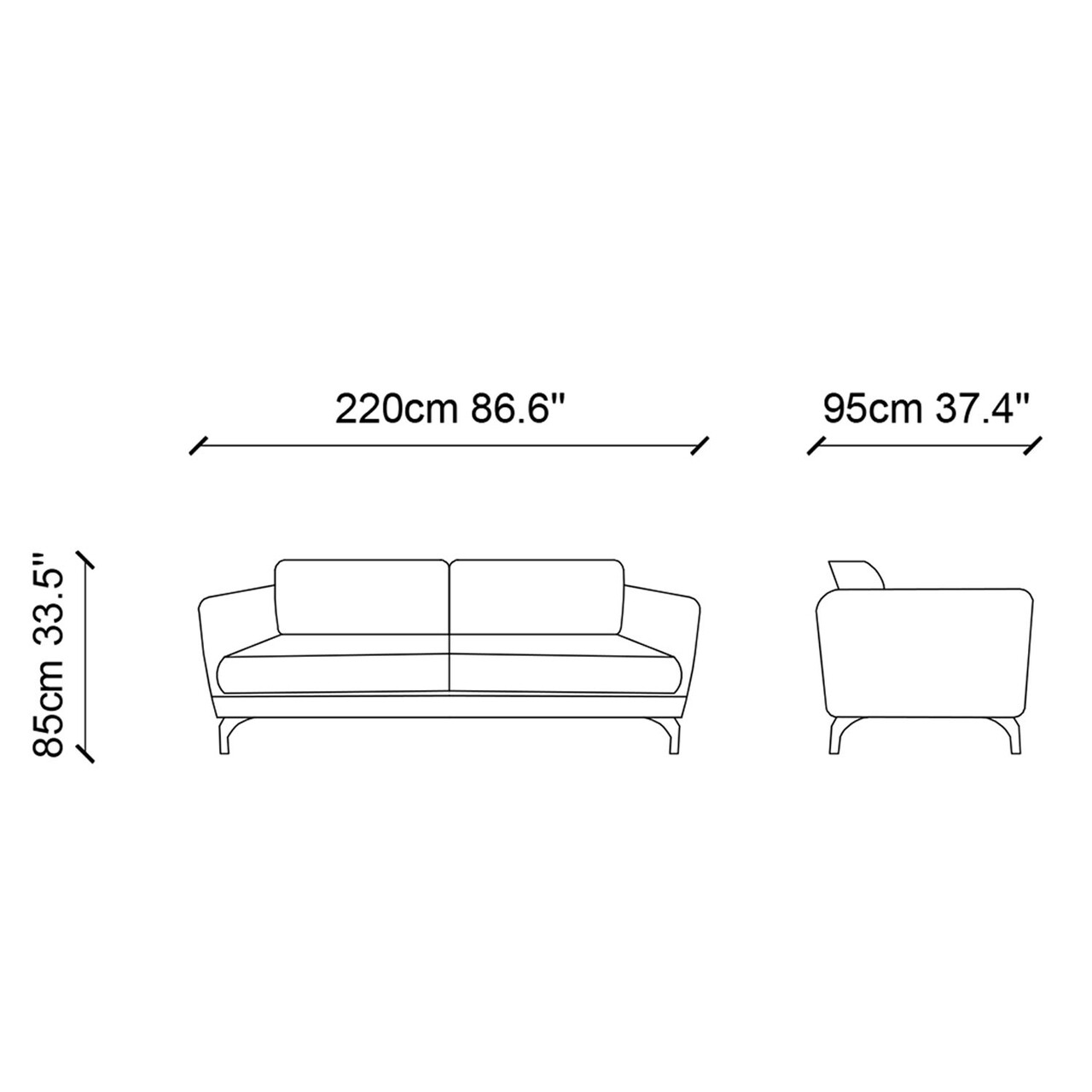 Giza Kanapé, Ndesign, 3 Személyes, 220x95x85 Cm, Fa, Szürke