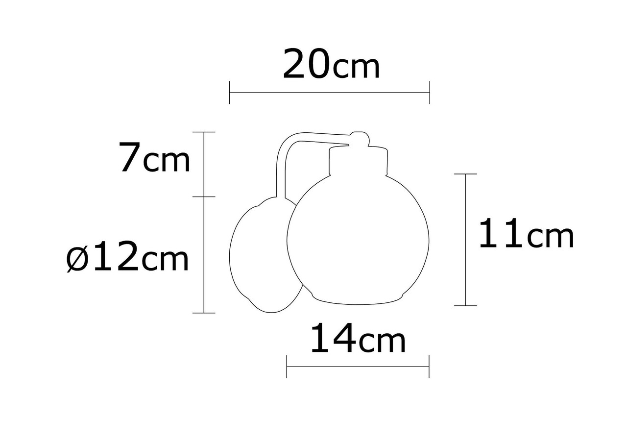 Fali Lámpa Anı N-376, Noor, 19 X 20 Cm, 1 X E27, 100W, Fekete