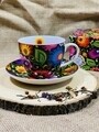 Jumbo csésze tányérral, DUO, Ethnic, 470 ml, porcelán, tarka