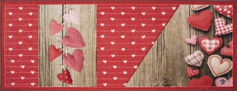 Konyhaszőnyeg, Olivo szőnyegek, New Smile Modern, Szívek, 57 x 290 cm, nylon, többszínű
