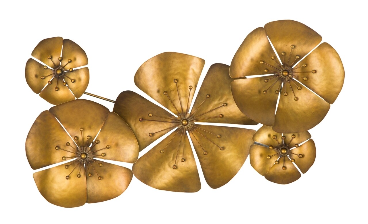 Goldy Flower Fali dekoráció, Mauro Ferretti, 94x6x50 cm, vas