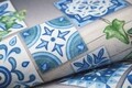 Konyhaszőnyeg, Olivo Rugs, Miami 3, Blue Flowers, 50 x 130 cm, poliészter, többszínű