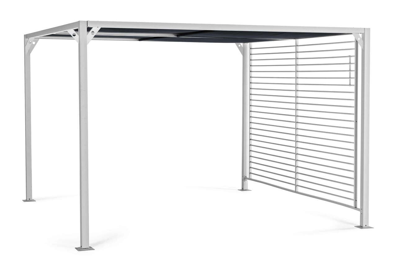 Gazebo kerti pavilon csúsztatható ponyvával, bizzotto, 300 x 360 cm, alumínium/poliészter, fehér