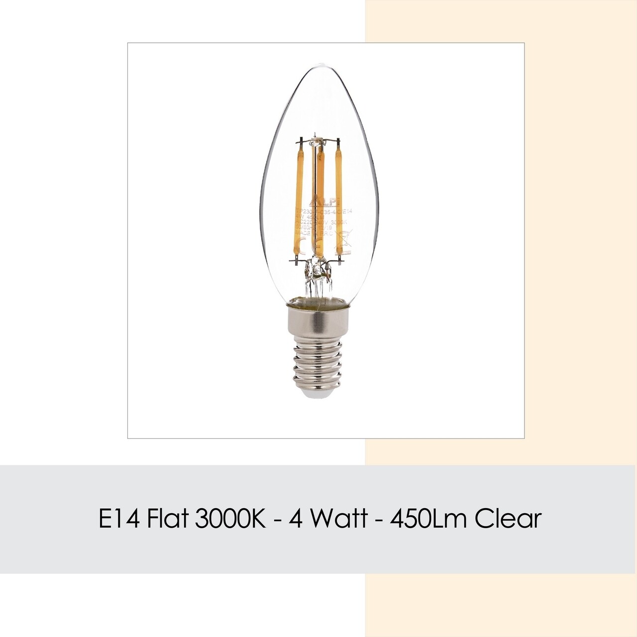 Sage LED Izzó, E14 Düz Gün Işığı, E14, 4 W, 3000K, 450 Lm,  üveg