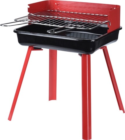 BBQ grill, 36x31x45 cm, fém, piros