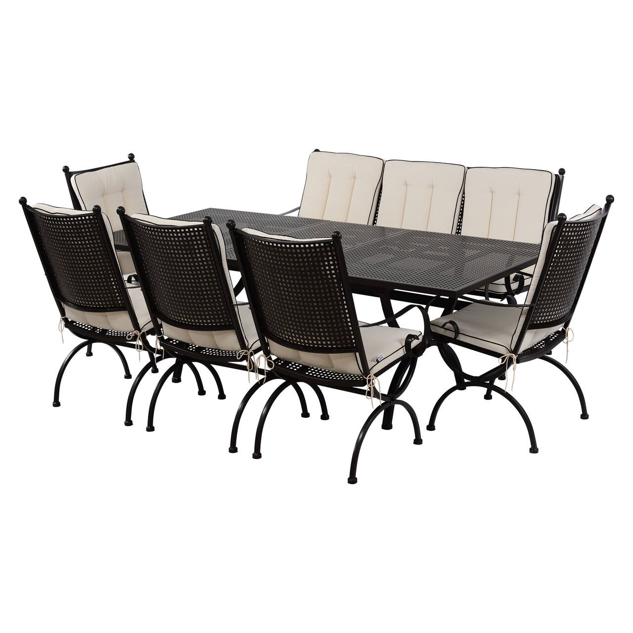 Maison romeo elegance 5 db szék, háromszemélyes pad és kihúzható asztal, acél, fekete/fehér