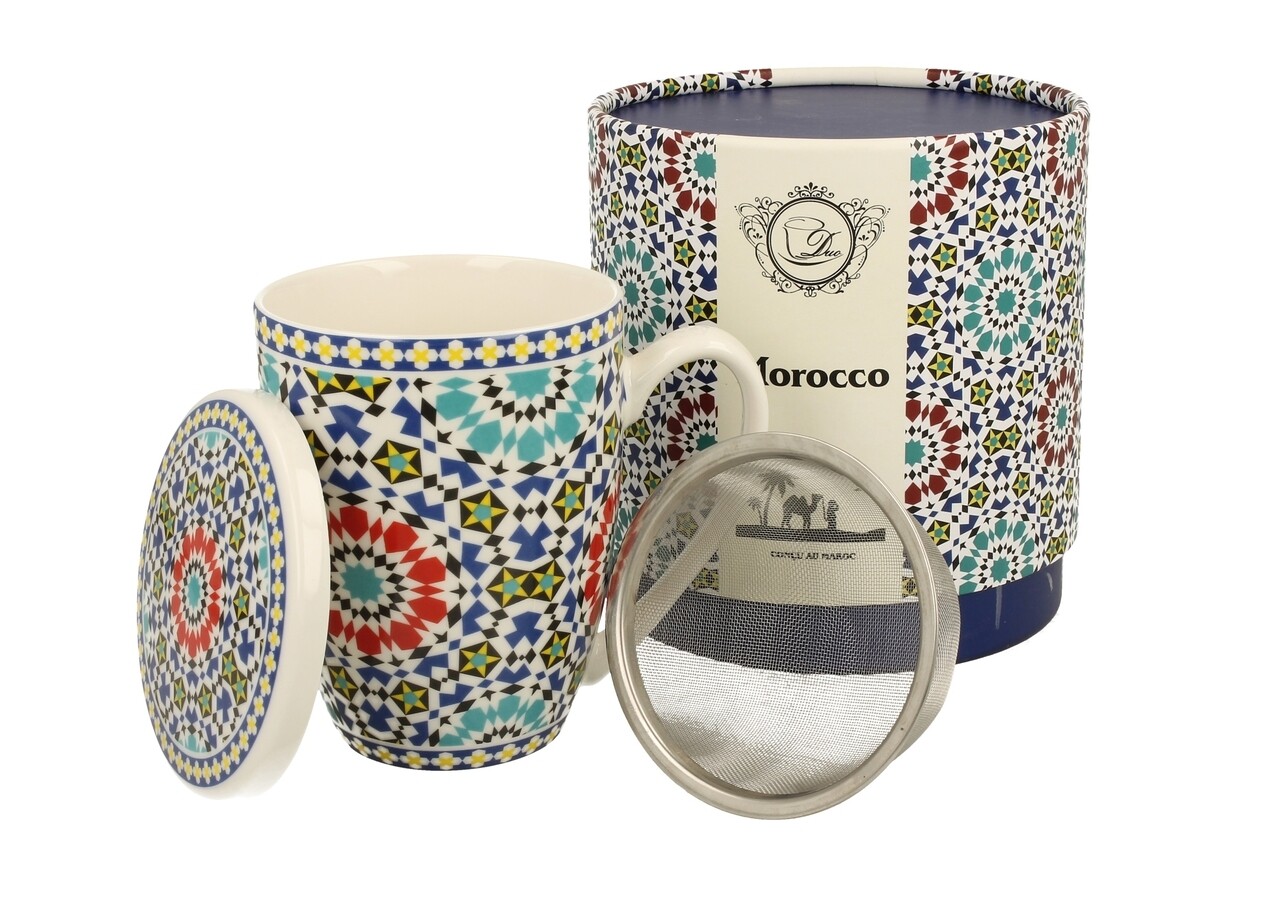 DUO Csésze Szűrővel, Marokkó, 420 Ml, Porcelán, Többszínű