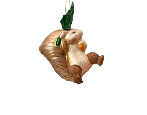Squirrel w leave on head Díszgömb, Decoris, 7x4.5x11 cm, üveg, színes