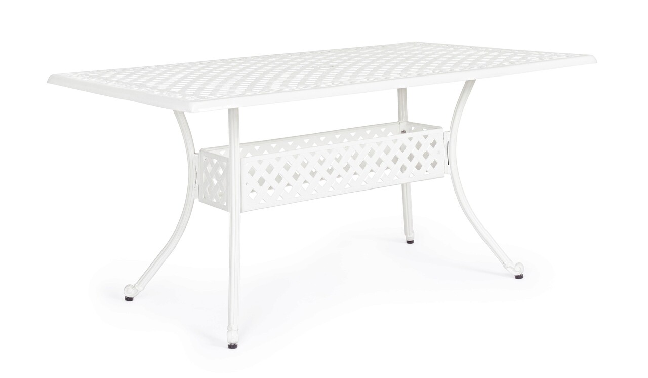 Ivrea kerti asztal, bizzotto, 160 x 90 x 73 cm, öntött alumínium, fehér