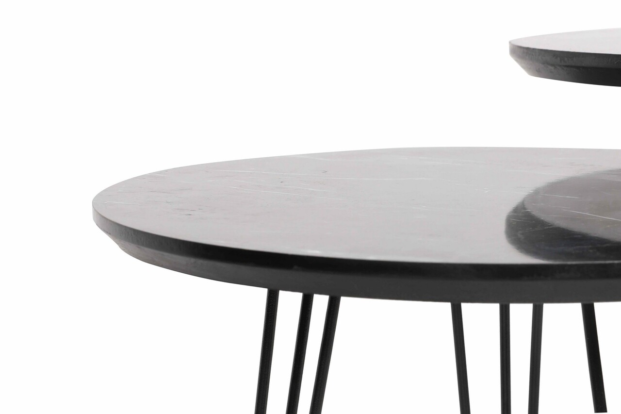 Siyah Mermer 3 Db Asztalka, Plass Design, 38x55 Cm, MDF, Szürke/fekete