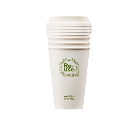 Set 4 pahare cu capac Re-Use, 350 ml - Aladdin