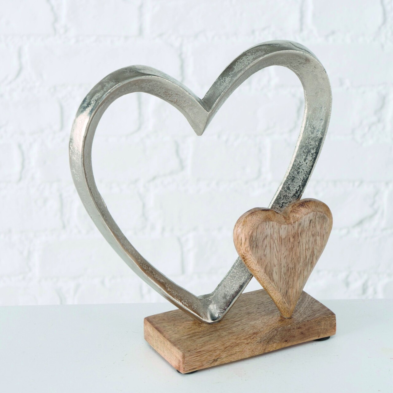 Carolyn Heart Dekoráció, Boltze, 22x18x7.5 Cm, Mangófa/alumínium