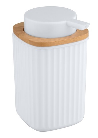 Wenko Szappanadagoló, Rotello, 250 ml, műanyag/bambusz, fehér/barna
