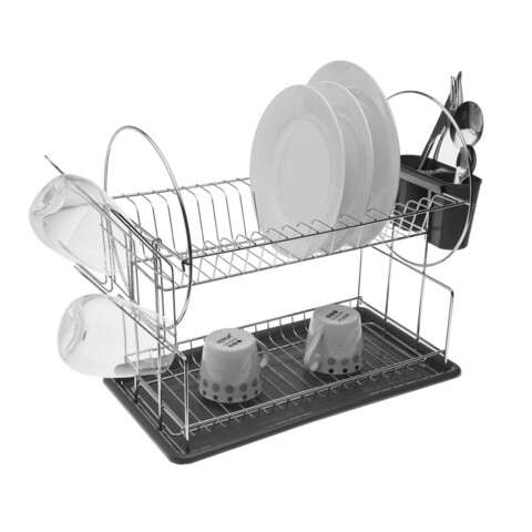 Versa Edénycsepegtető dupla tartóval, 42.5x23.5x36 cm, vas, szürke