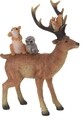 Reindeer w owl and squirrel Dísz, 12.5x5x17.5 cm, poliszton, színes
