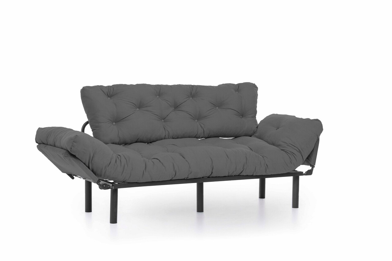 Kanapéágy  Nitta Triple, Futon, 3 ülőhely, 225x70 Cm, Fém, Szürke