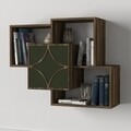 Arco Fali polc, Tera Home, 79,2x22x73 cm, mogyoró/sötétzöld