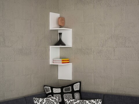 Corner Fali polc, Furny Home, 25x25x105.4 cm, fehér