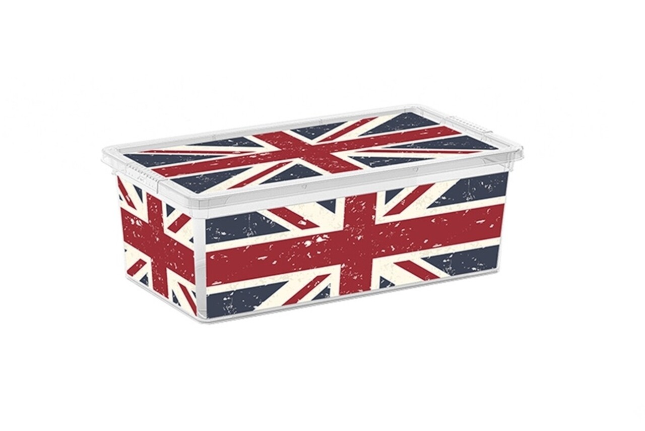 Tároló Doboz Fedéllel, KIS C-Box Union Jack M, 18 L, Műanyag