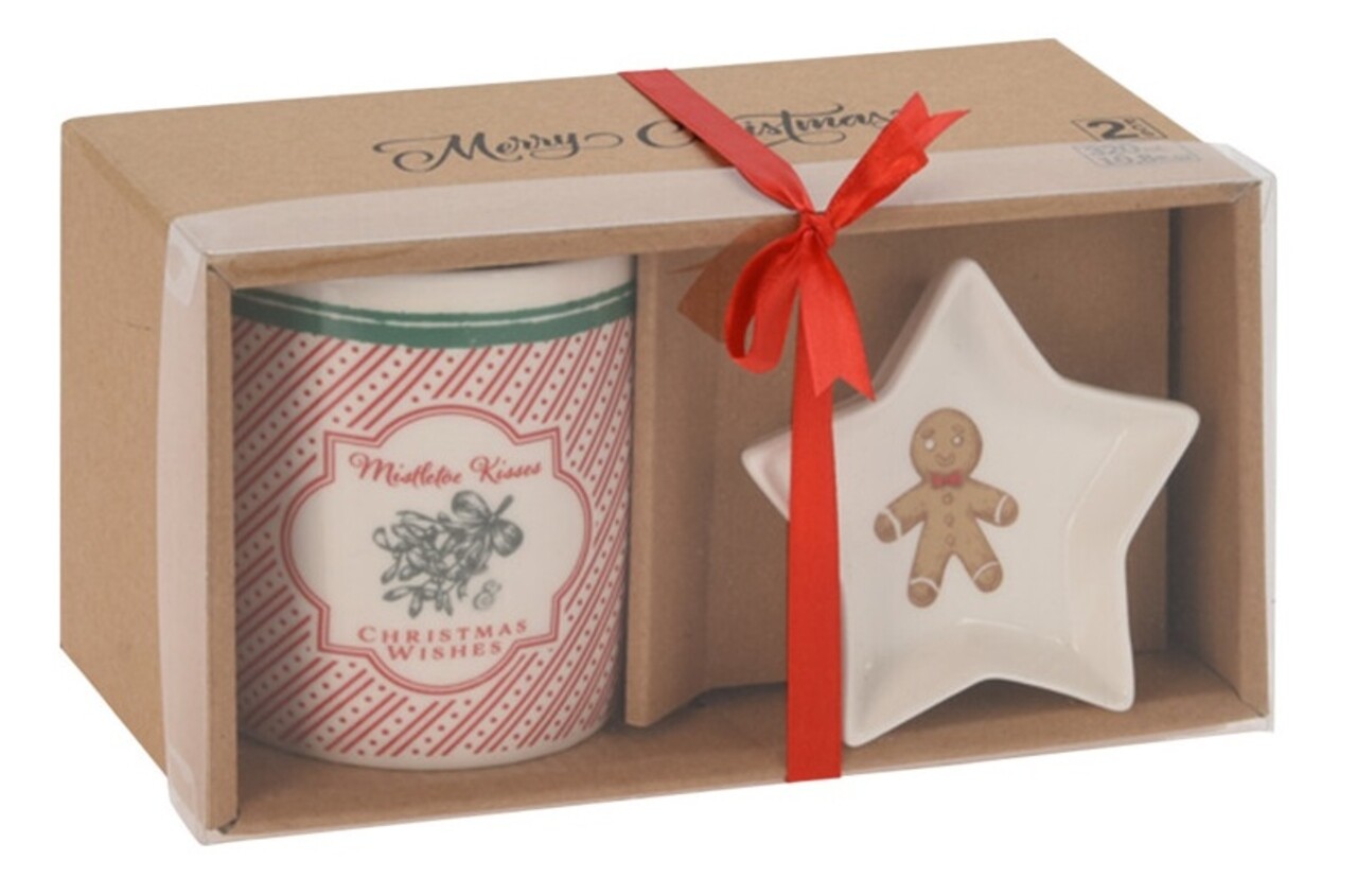 Gingerbread man Bögre és mély tál, 320 ml/12x8.5x9.5 cm, porcelán, színes