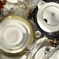 Evőeszközök, 83 db, Kutahya Porselen, BNILY83YT20, porcelán, fehér / arany