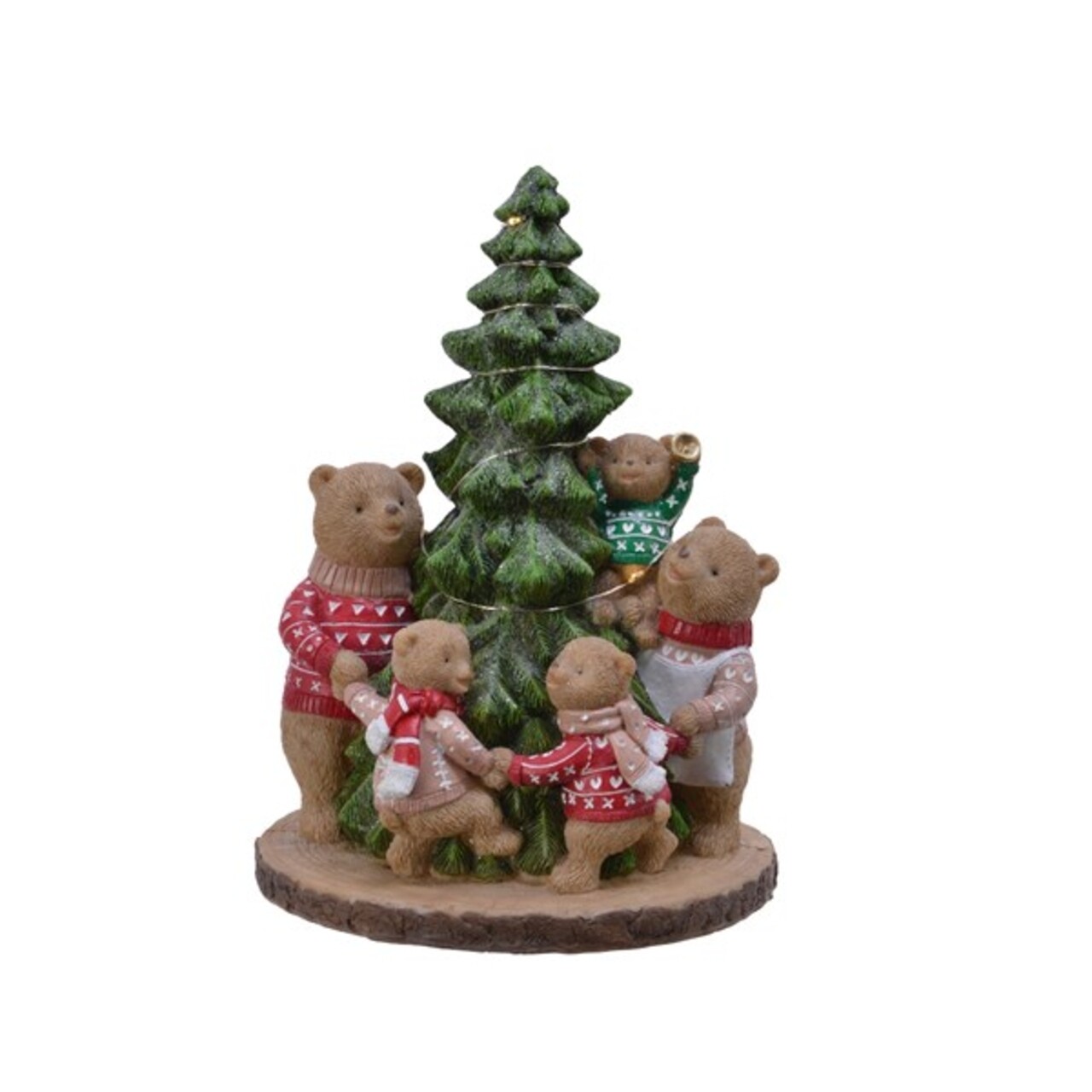 Decoratiune luminoasa Tree with bears, Lumineo, 13x16.5x22 cm, poliamida, multicolor