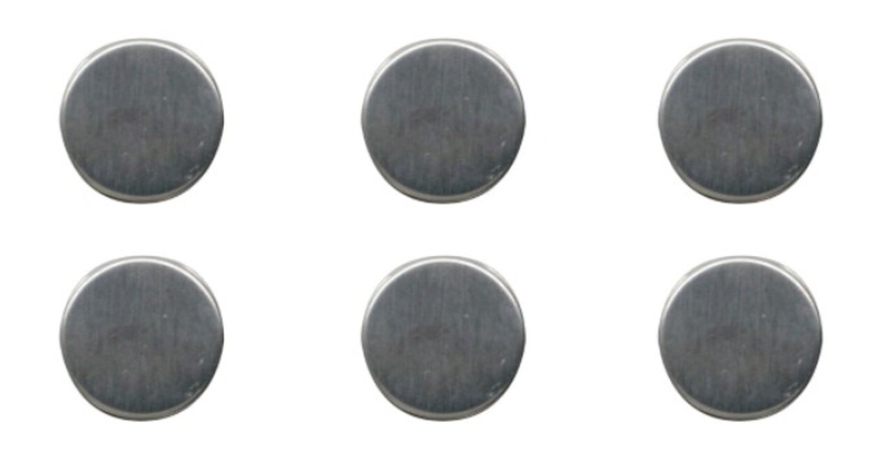 6 db tömörítő mágnes készlet, 2,5 x 0,7 cm, rozsdamentes acél, ezüst